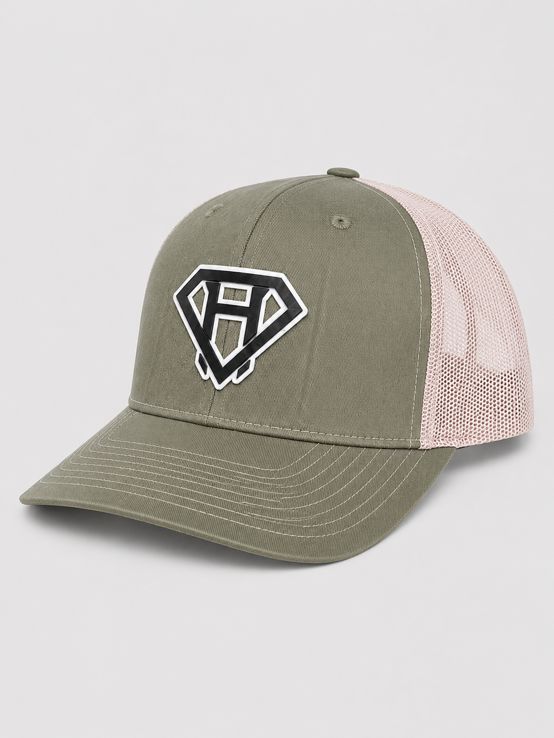 Acrylic Patch Trucker Hat - Olive / Tan