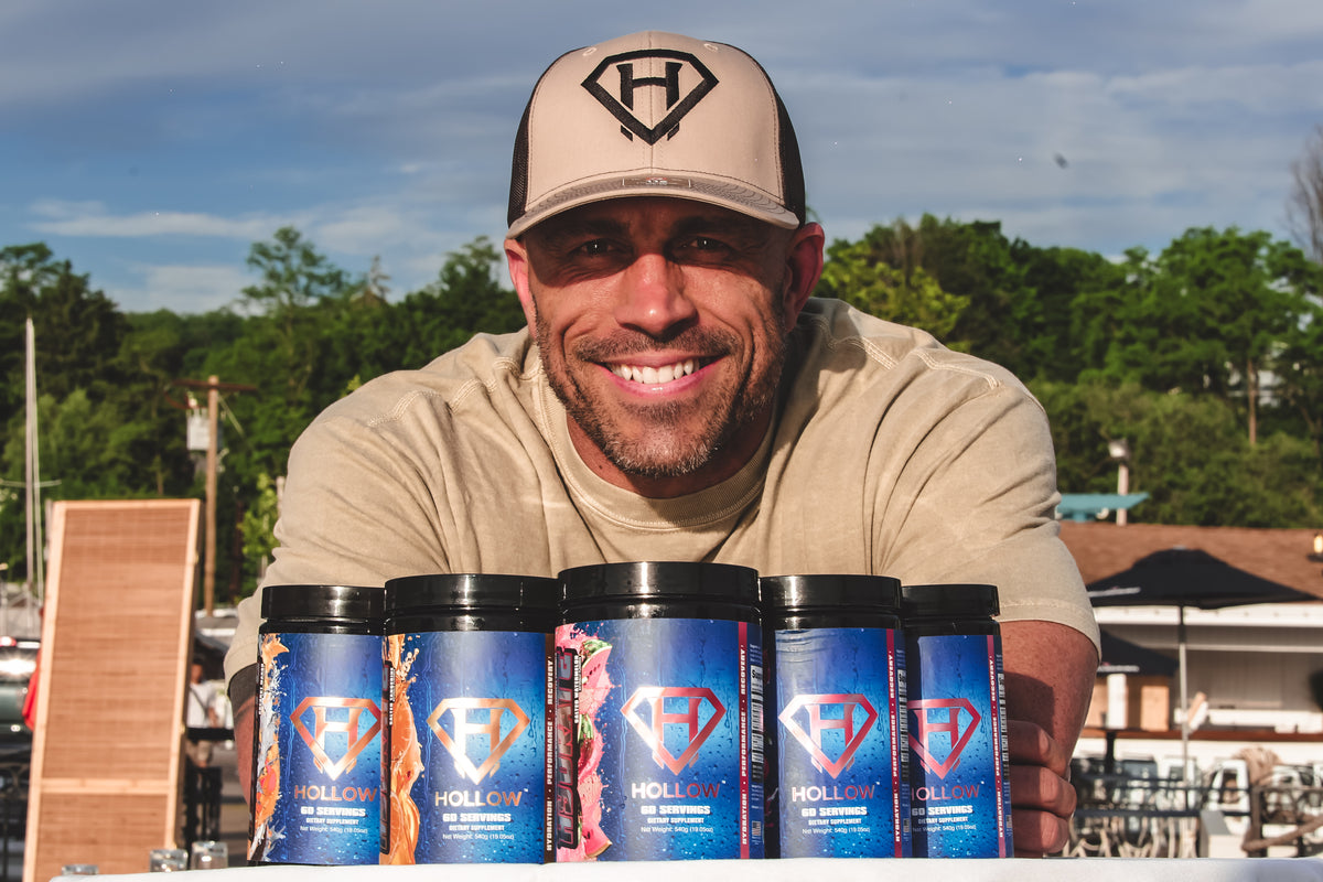 Allen Collins with Hollow Labs Hydrate products outdoors