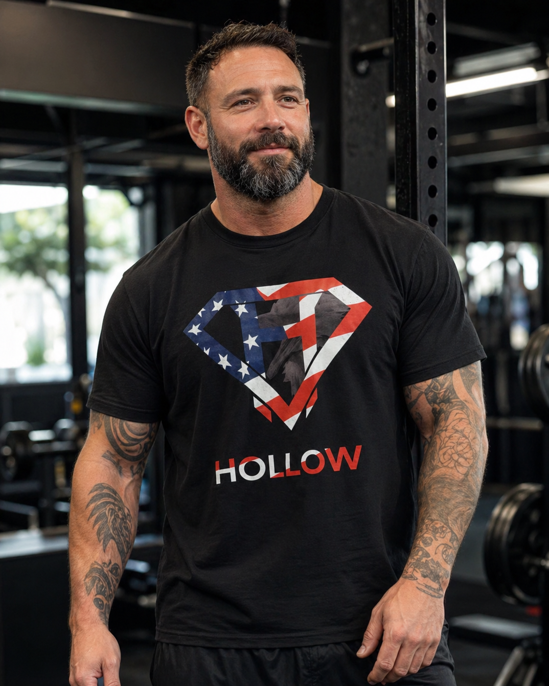 Hollow American Flag Black Heavyweight Tee