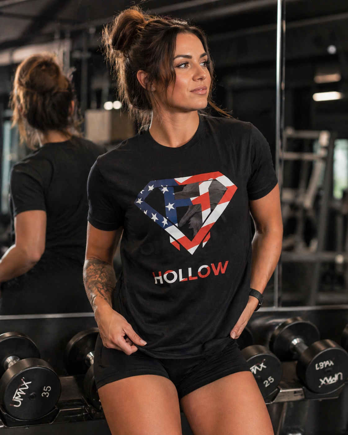 Hollow American Flag Black Heavyweight Tee