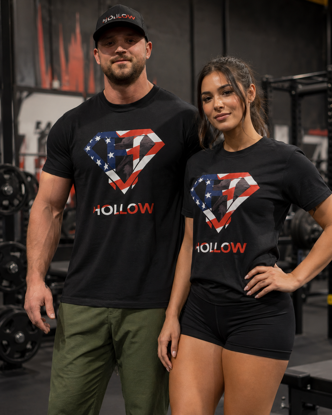 Hollow American Flag Black Heavyweight Tee