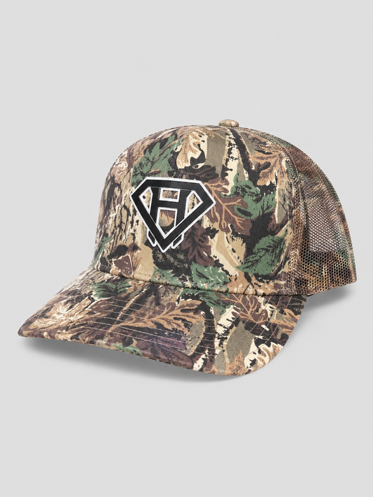 Acrylic Patch Trucker Hat - Forest Camo