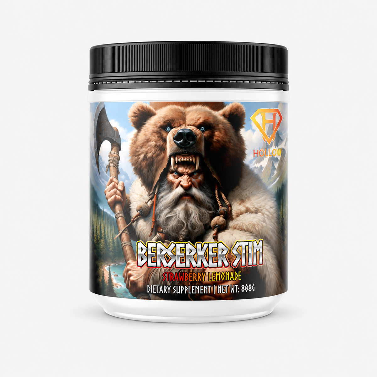 Hollow Labs berserker stim Strawberry Lemonade product render