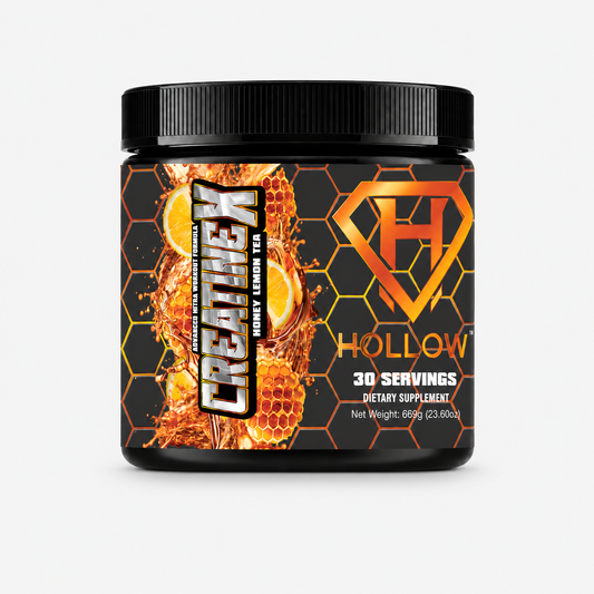 Hollow Labs Creatine X supplement on a light gray background