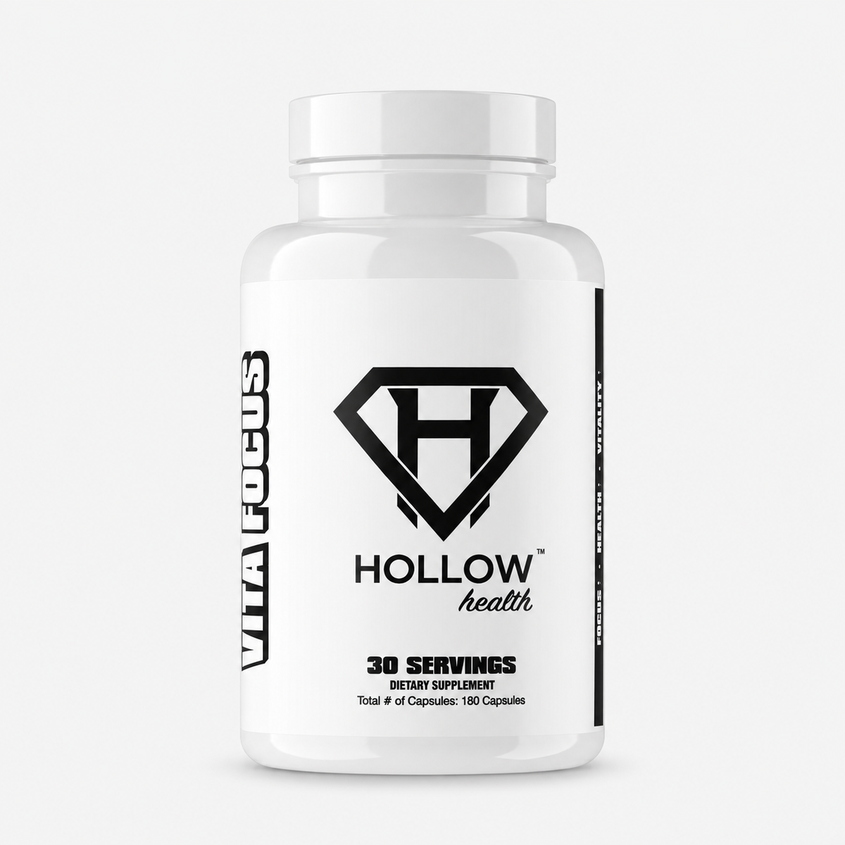 Hollow Labs Vita Focus supplement on a light gray background